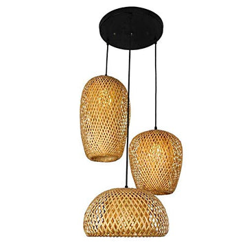 Main En Bambou Naturel Lustre Tissage Vintage Luminaire Suspendu Rotin Tissé Créations De Fées Créatives Réglable E27 Lumiere Plafond Restaurant Salon Chambre Rétro Vague Ombre Suspensions Lamp Design