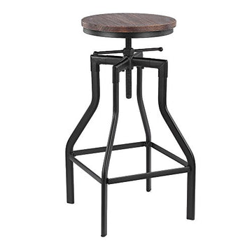 iKayaa Tabouret de Bar de Style Industriel en Bois réglable en Hauteur