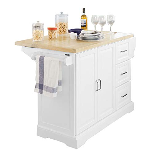 SoBuy® FKW41-WN Desserte sur roulettes Meuble de Cuisine de Service Roulant en Bois - Plans de Travail Rabattables - Haute Qualité et Stabilité