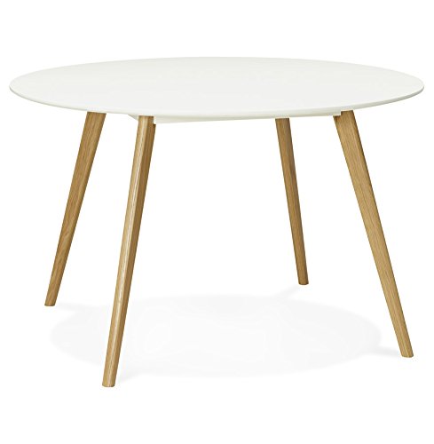 Alterego - Table de Cuisine Ronde 'Amy' Blanche Style scandinave - Ø 120 cm