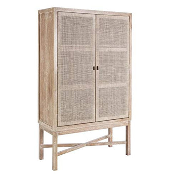 Tousmesmeubles Vaisselier 2 Portes Bois cérusé - Trend - L 100 x l 40 x H 165 - Neuf