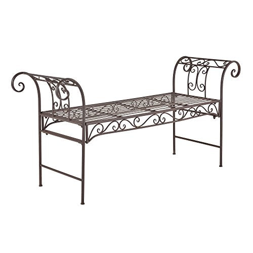 [en.casa] Banc de Jardin Vintage Meuble Design Solide pour Usage Extérieur Métal 70 x 147 x 46 cm Bronze