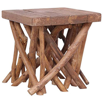 Festnight Table Basse en rondin Table de café de Style Naturel 40x40x40 cm Bois Solide