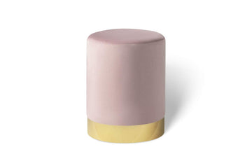 LIFA LIVING Pouf Salon en Velours 30 x 38 cm, Petit Tabouret Ottoman Vieux Rose avec Base en métal doré, pour la Chambre et la Cuisine