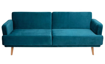 PEGANE Canapé Banquette Coloris Velours Bleu Canard - L.214 x l.86 x H.83 cm