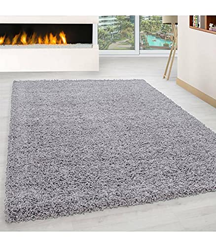 Carpettex Teppich Tapis Shaggy Pile Longue Couleur Unique Gris Claire - 120x170 cm