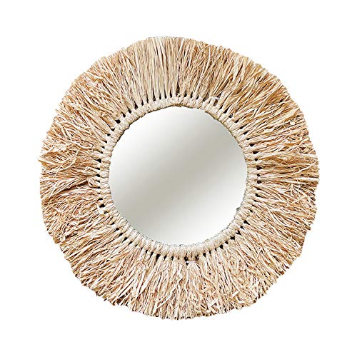 Mojawo Hawaï Miroir mural rond décoratif en raphia Ø 55 cm