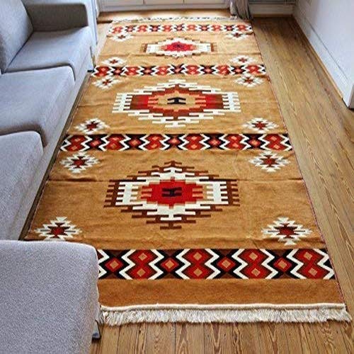 Damaskunst S 1-6-82 Kelim Orient Tapis Mural Marron Sable/Rouge/Marron/Blanc 200 x 300 cm