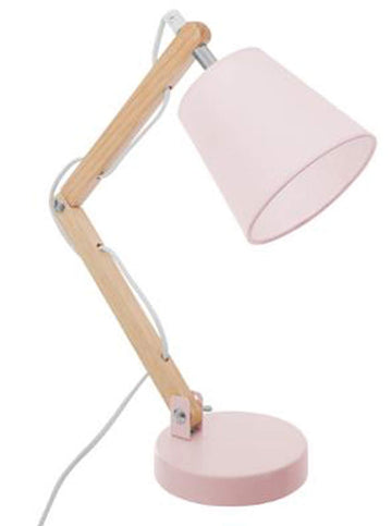 PEGANE Lampe de Bureau Enfant en Bois Coloris Rose - Dim : L.32 x l.12,5 x H.36 cm