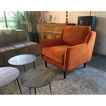 MATHI DESIGN Soft - Fauteuil Confortable en Tissu Velours Orange