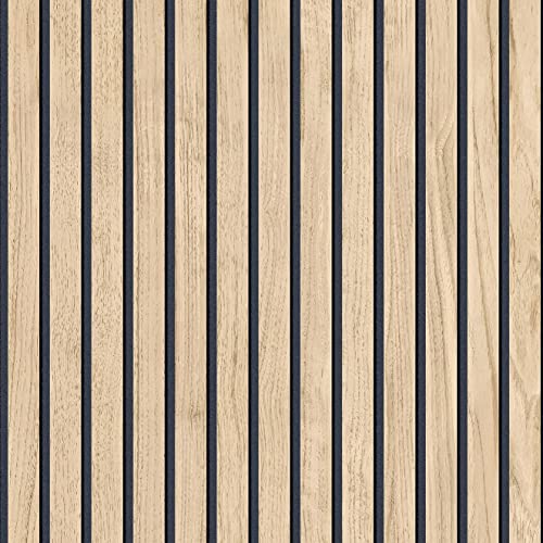 Belgravia Decor Panacea Papier Peint Lattes Bois Chêne Clair - Beige/Noir - Belgravia 1158