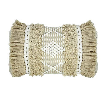 Pirouette Coussin Macrame en Coton Blanc Casse 30 x 50 cm Bobo