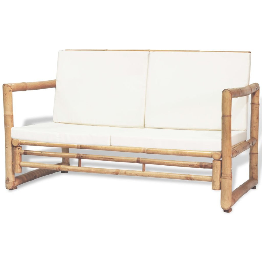 Festnight Banc en Bambou 2 Places avec Coussin pour Salon de Jardin 115 x 65 x 72 cm