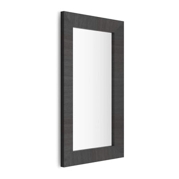 Mobili Fiver, Miroir Mural rectangulaire, Cadre Frêne Noir, Giuditta 110, 110 x 65 x 3,5 cm, Mélaminé/Verre, Made in Italy