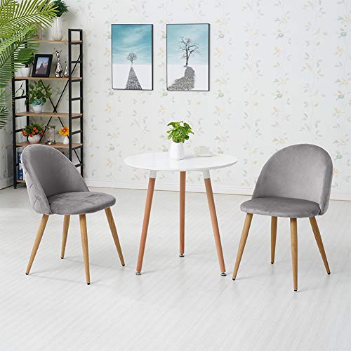 OFCASA Lot de 2 Chaises de Salle à Manger de Velours Chaise de Cuisine rembourrée en Tissu Chaise avec Jambes en Métal Chaise Lot de 2 chaises gris