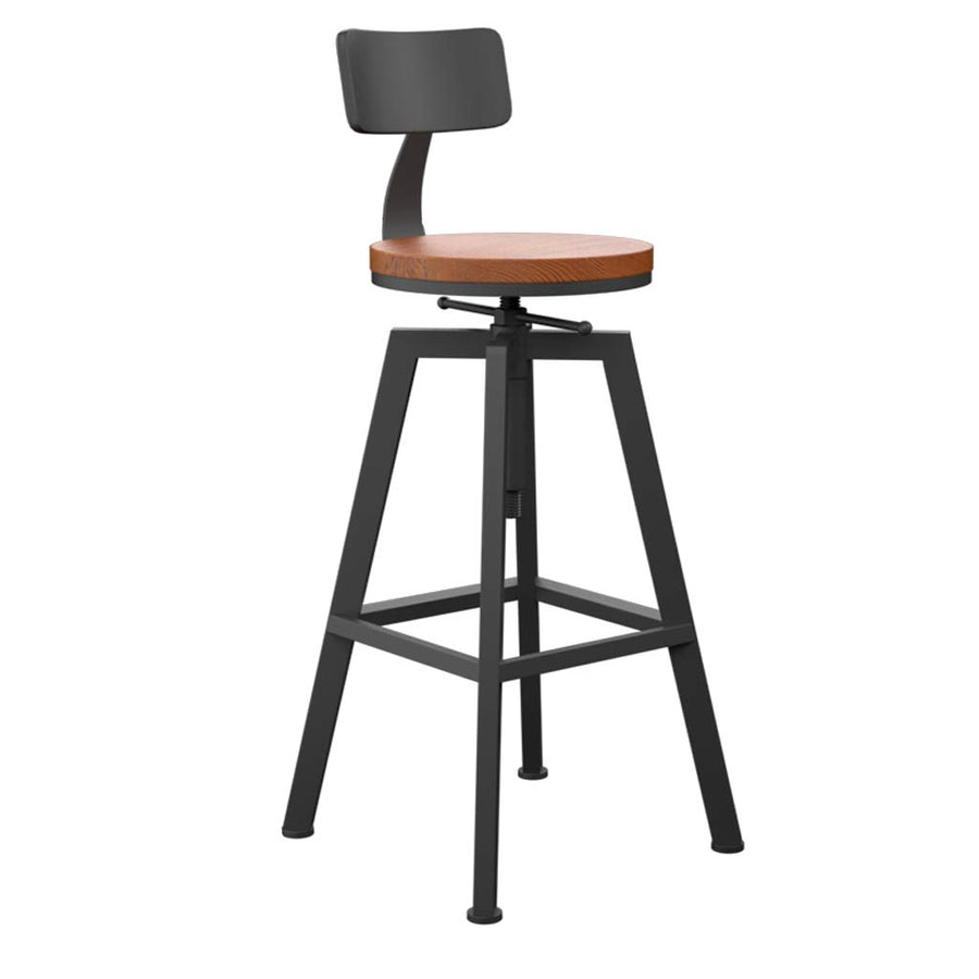 YF-Barstool Chaise de Bar Retro Industriel Retour Petit Déjeuner Cuisine Chaise Tabouret Rond en Bois Massif + Matériel De Fer Réglable 65-85CM