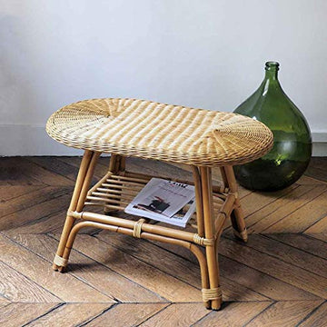 DECOCLICO Table Basse Ovale rotin Naturel