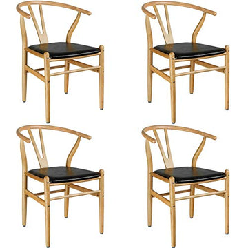 TecTake 800776 Lot de 4 Chaises Salle à Manger Cuisine Design, Cadre et Pieds en Bois, Embouts en Plastique pour protéger Le Sol - diverses Couleurs au Choix - (Naturelle | No. 403525)