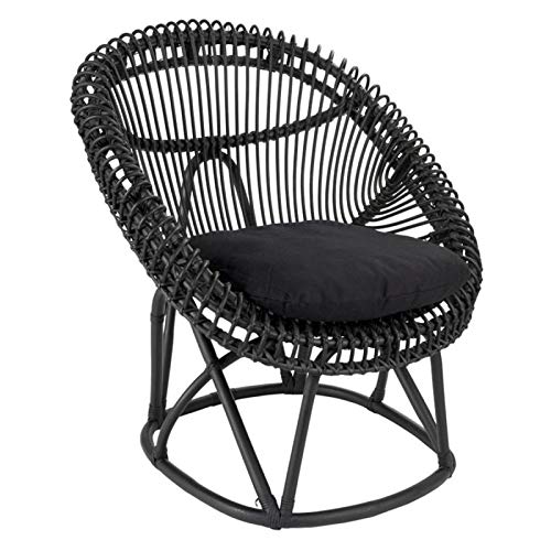 Paris Prix - Fauteuil Design en Rotin Margot 86cm Noir