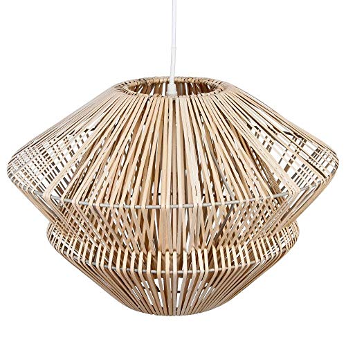 Grande suspension lustre en ROTIN - Diamètre 45 cm - Coloris : BOIS Naturel