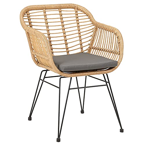 IDIMEX Chaise de Salle à Manger Paramo Imitation rotin, Fauteuil d'intérieur ou d'extérieur pour Jardin en polyrattan résistant aux UV et 4 Pieds en métal Anti-Rouille laqué Noir