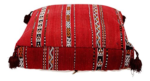 Rouge Kilim marocain Pouf Housse de Pouf, Ottoman, Coussin de Sol