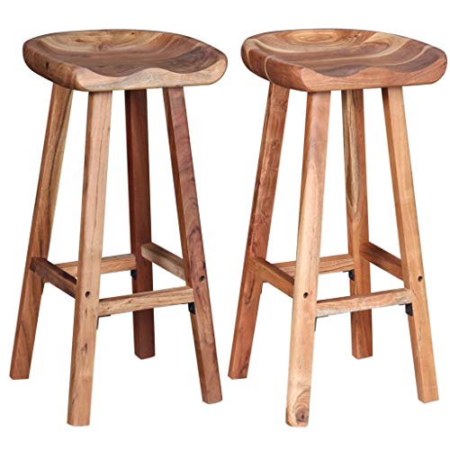 vidaXL Tabouret de Bar Tabouret Haut 2 pcs Bois d'Acacia 38 x 37 x 76 cm