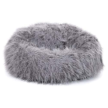 Icon Pouf Classique en Fausse Fourrure Mongole Yeti, Gris Anthracite, Poufs de Salon, 85cm x 50cm, Pouf Poire Grand, Chaise pour Chambre