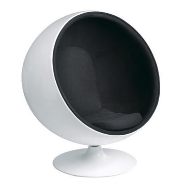 Fauteuil Design Blanc et Noir - Boule