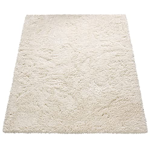 Paco Home Tapis Poils Hauts Moelleux Moderne Shaggy Style Flokati Confortable Uni Blanc, Dimension:160x230 cm