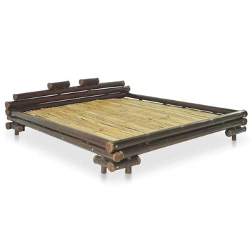 Festnight Lit en Bambou Lit en rotin Cadre de Lit 160 x 200 cm LIt sommier Lit pour Adulte lit Adultes 160 x 200 cm Marron foncé