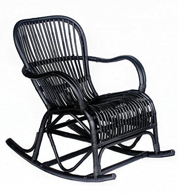 Way Home Store Fauteuil à Bascule en Bambou Noir - 95 x 56 x 86 cm