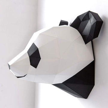 YINZI Bricolage 3D pré-Papier fabriqué Kit modèle, 3D Head Décoration Murale, Main Panda Head, Mur Origami Mont, modèle en Papier 3D, Convient pour Le Jour de Noël