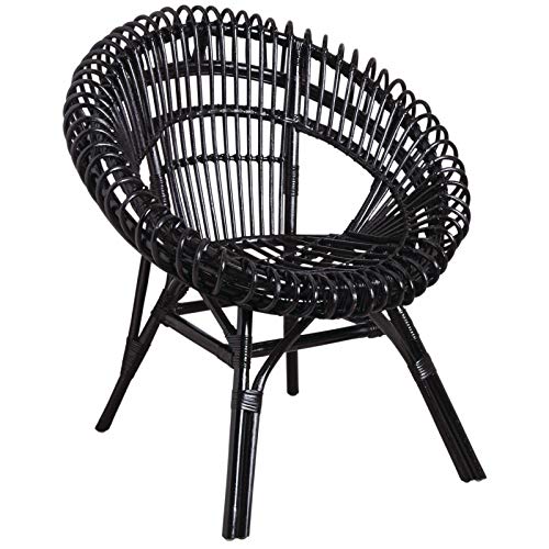 AubryGaspard Soleil armchair in black lacquered rattan