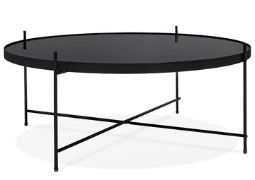 PEGANE Table Basse Simple en métal et Verre trempé Coloris Noir - 83 x 83 x H.35 cm