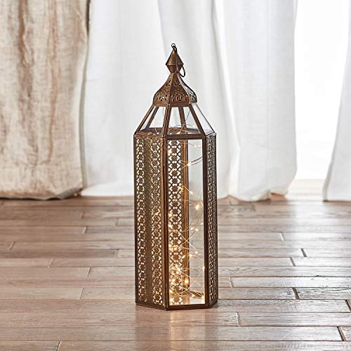 Lights4fun Lanterne Marocaine Artisanale de 48cm avec 50 Micro LED