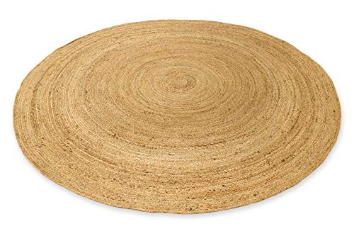 HAMID Tapis Jute Naturel - Alhambra Rond Tapis 100% Fibre de Jute (Naturel, 200x200cm)