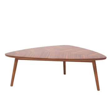 Marque Amazon - Rivet - Table basse triangulaire, en noyer et aux pieds en bois massif, 105 x 60 cm