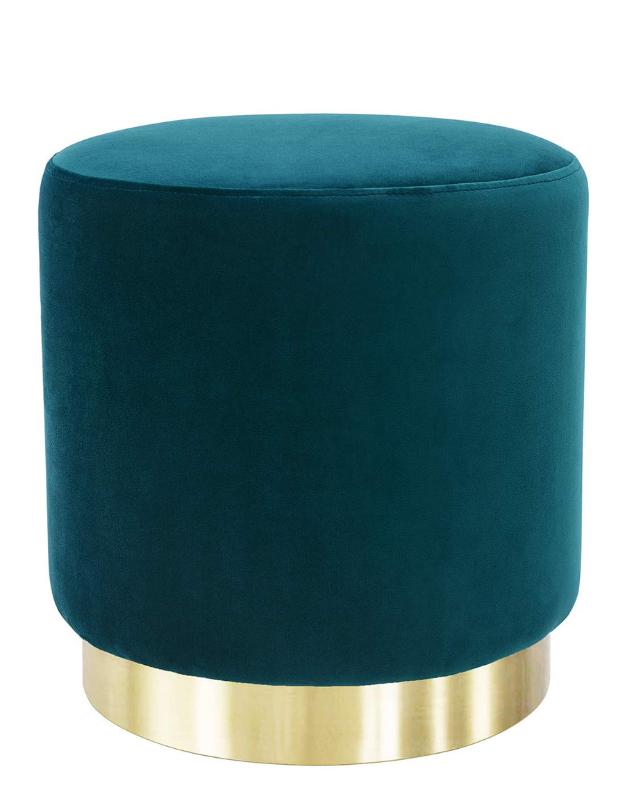 Suhu Pouf Tabouret Velours Coiffeuse Repose Pied Rond de Salon Design Chaise Moderne Siège Vintage Deco Bas en Métal Gold Vert