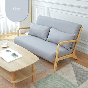 Lisansang Chaise Simple Moderne Tissu Doux Canapé en Bois avec accoudoirs réglables Bureau Salon 5 Couleurs (Color : Gray, Size : 120x78x75cm)