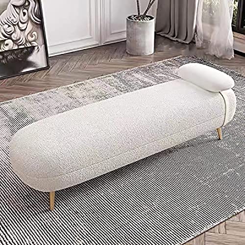 CJGKDJS Banc Ottoman Luxueux, Banc de Bout de Lit en Velours Siège de Banc Rembourré Confortable, Banc de Chambre À Coucher Moderne Banc D'Entrée,Blanc,110X50X42Cm, 110x50x42cm(43x20x17inch)