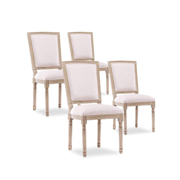 INTENSEDECO Lot de 4 chaises Style TRIANON Louis XVI Impériale Tissu Beige