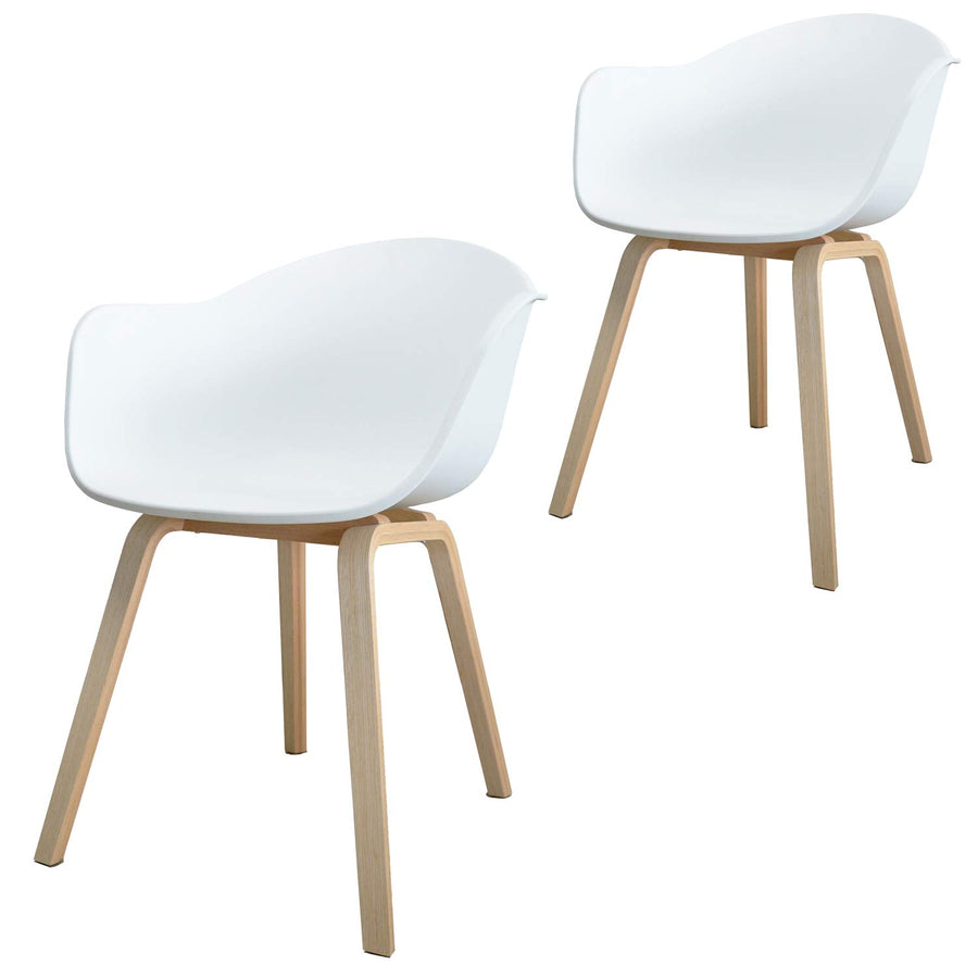 Damiware Romeo Lot de 2 chaises avec accoudoirs Tendance rétro - Salle a Manger Blanches (Blanc)