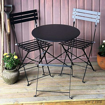 Lazy Susan Alessia Ensemble bistrot - Noir | Table Pliante avec chaises Assorties