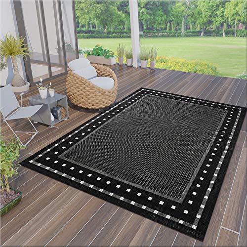 VIMODA Robuste Tisséà Plat Tapis in et Extérieur Approprié 100% Polypropylène - Gris, 140x200 cm