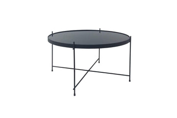 HOMEXPERTS TREND TABLE BASSE, VERRE, NOIR, 70CM DURCHMESSER