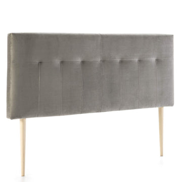 marcKonfort Tête de lit tapissée Napoles 160X100 cm Gris, pour Couchage de 160, Velours, Pieds en Bois, quaincaillerie Incluse