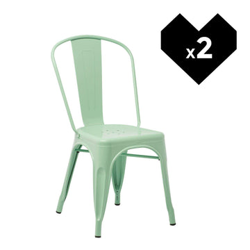 SKLUM Lot de 2 Chaises LIX Vert Menthe Salle à Manger Cuisine Style Industriel Finition Gloss