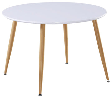 Menzzo Table scandinave Nina Bois laqué Blanc, MDF, 110x110x76 cm