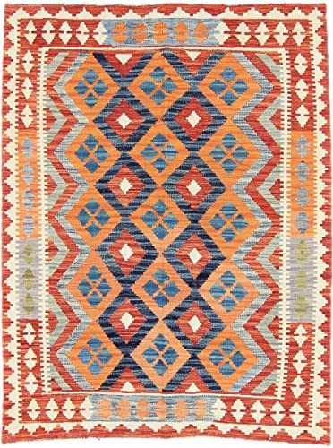 Nain Trading Kilim Tapis afghan oriental 195 x 144 cm Rouge tissé à la main Afghanistan